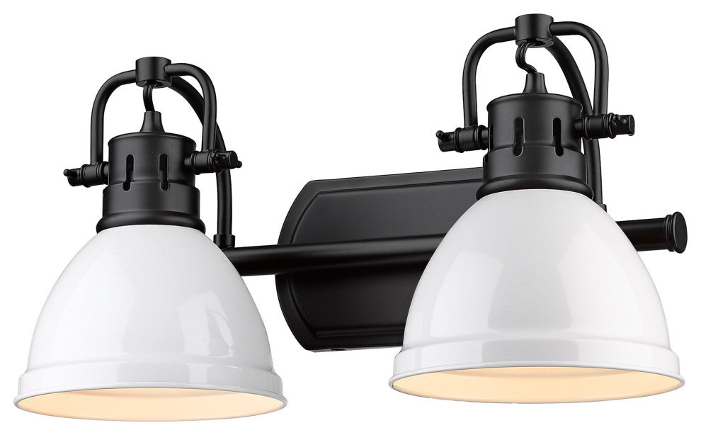 Duncan 2 Light Bath Vanity With White Shades Shade