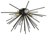 Tribeca 4 Light Shiny Black With Polished Brass Accents Large Flush Mount