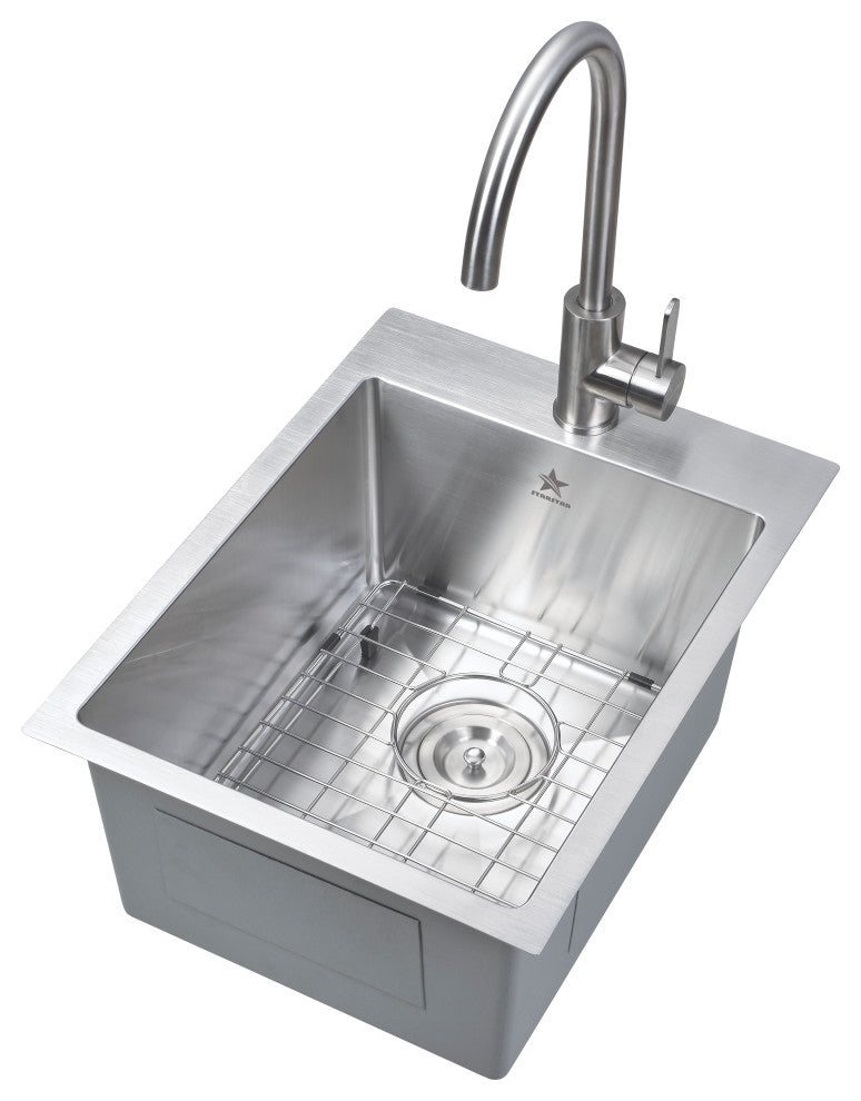 Drop-in Topmount 304 Stainless Steel, Single Bowl, 15x20x9, With Grid