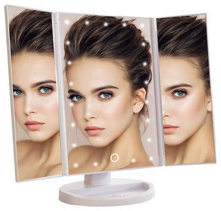 Touch 3.0 Trifold Dimmable LED Makeup Mirror, White