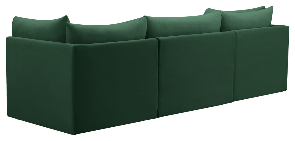 Jacob Velvet Upholstered 3-Piece Modular Sofa, Green