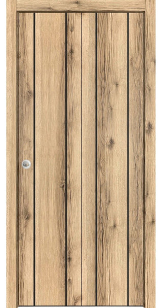 Bi-fold Doors 60 x 84 | Planum 0017 Oak with  | Sturdy Tracks