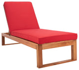 Safavieh Solano Sunlounger, Natural Wood/Red