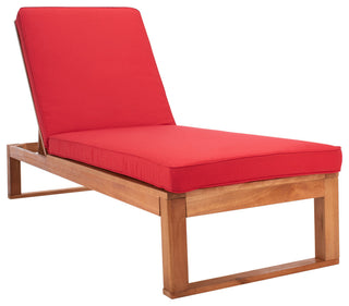 Safavieh Solano Sunlounger, Natural Wood/Red