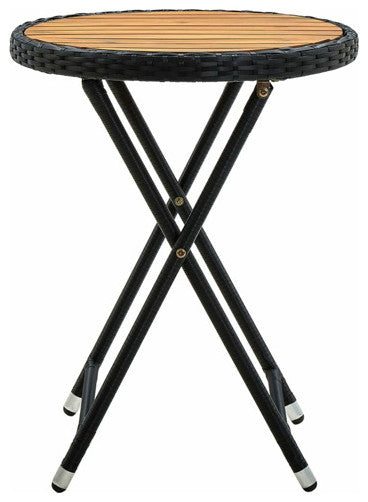 vidaXL Bistro Table Folding Outdoor Side Table Solid Acacia Wood PE Rattan