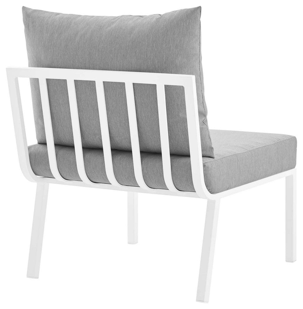 Riverside 5 Piece Outdoor Patio Aluminum Set White Gray