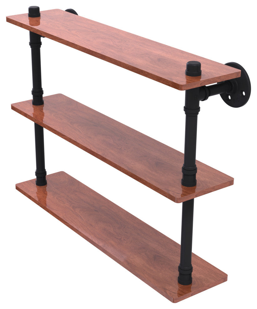Pipeline 22" Ironwood Triple Shelf, Matte Black