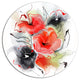 Red Black Abstract Floral Design, Floral Round Wall Art, 23"