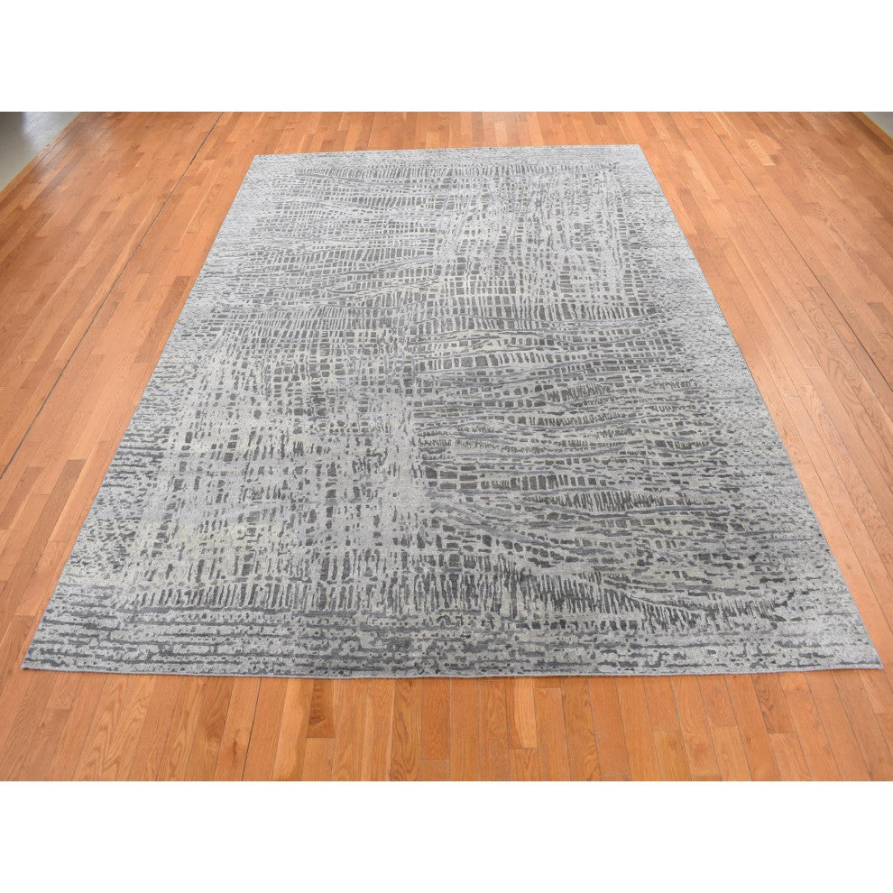 Cloud Gray, THE LOST BRANCHES, Silk With Wool, Hand Knotted, Rug, 8'10"x12'2"