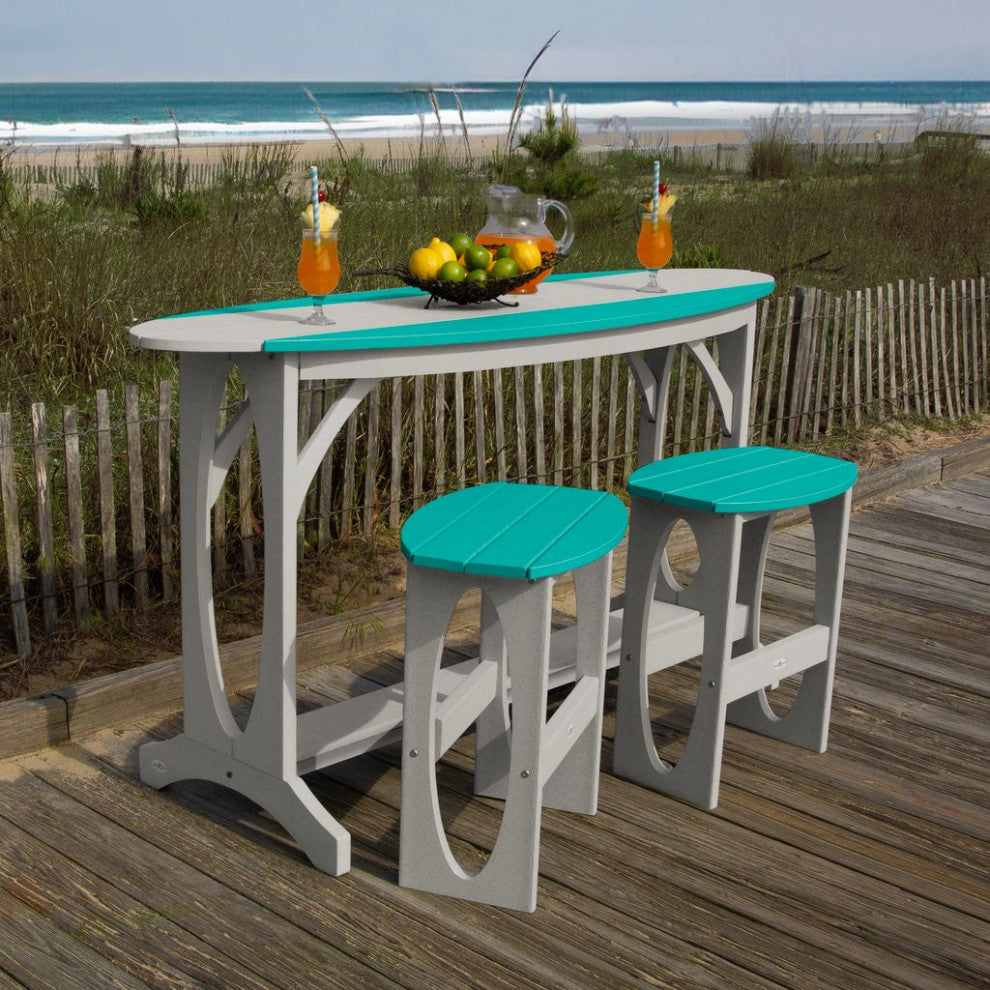 Shoreline 3-Piece Bar Height Balcony Set, Gray and Seaglass Blue