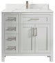 Cambridge 36 Center Sink Bath Vanity in Coventry Gray 1.5" Calacatta Laza