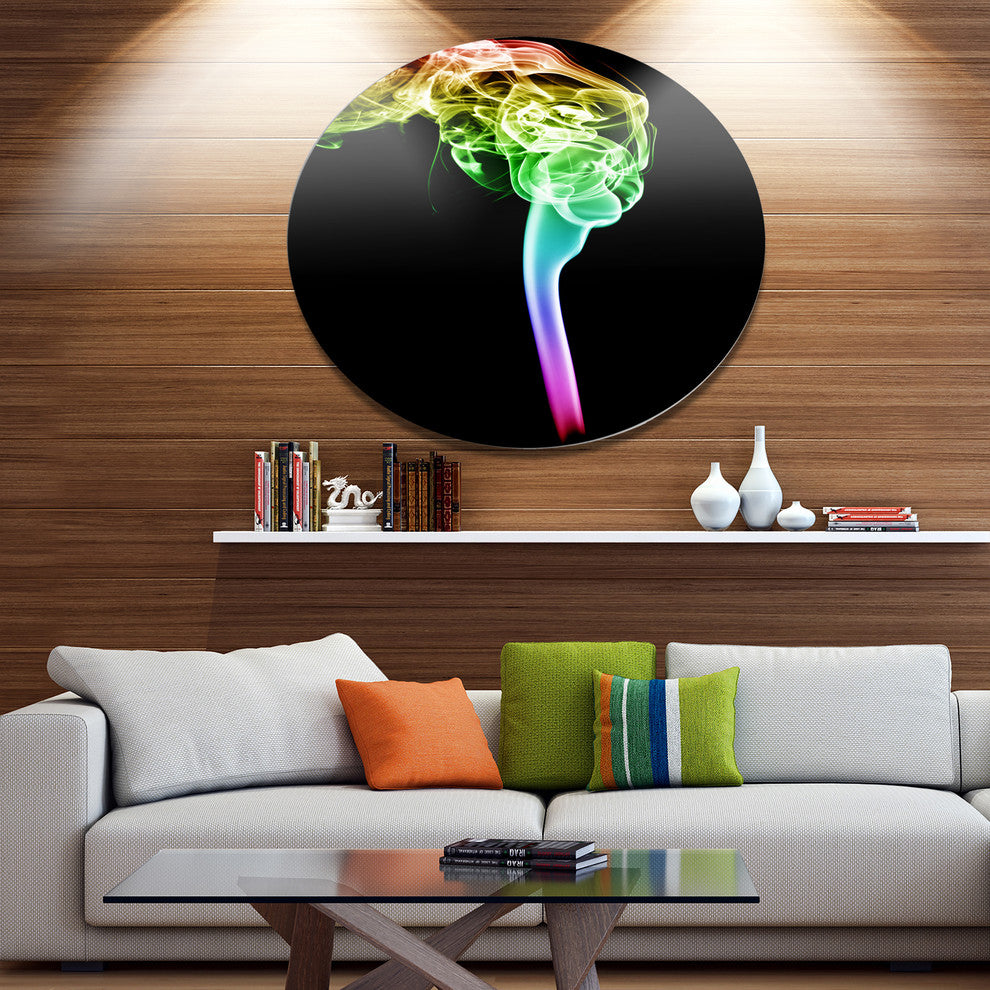 Isolated Abstract Smoke On Black, Abstract Disc Metal Wall Art, 11"