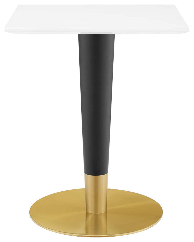 Zinque 24" Square Dining Table EEI-5118-GLD-WHI