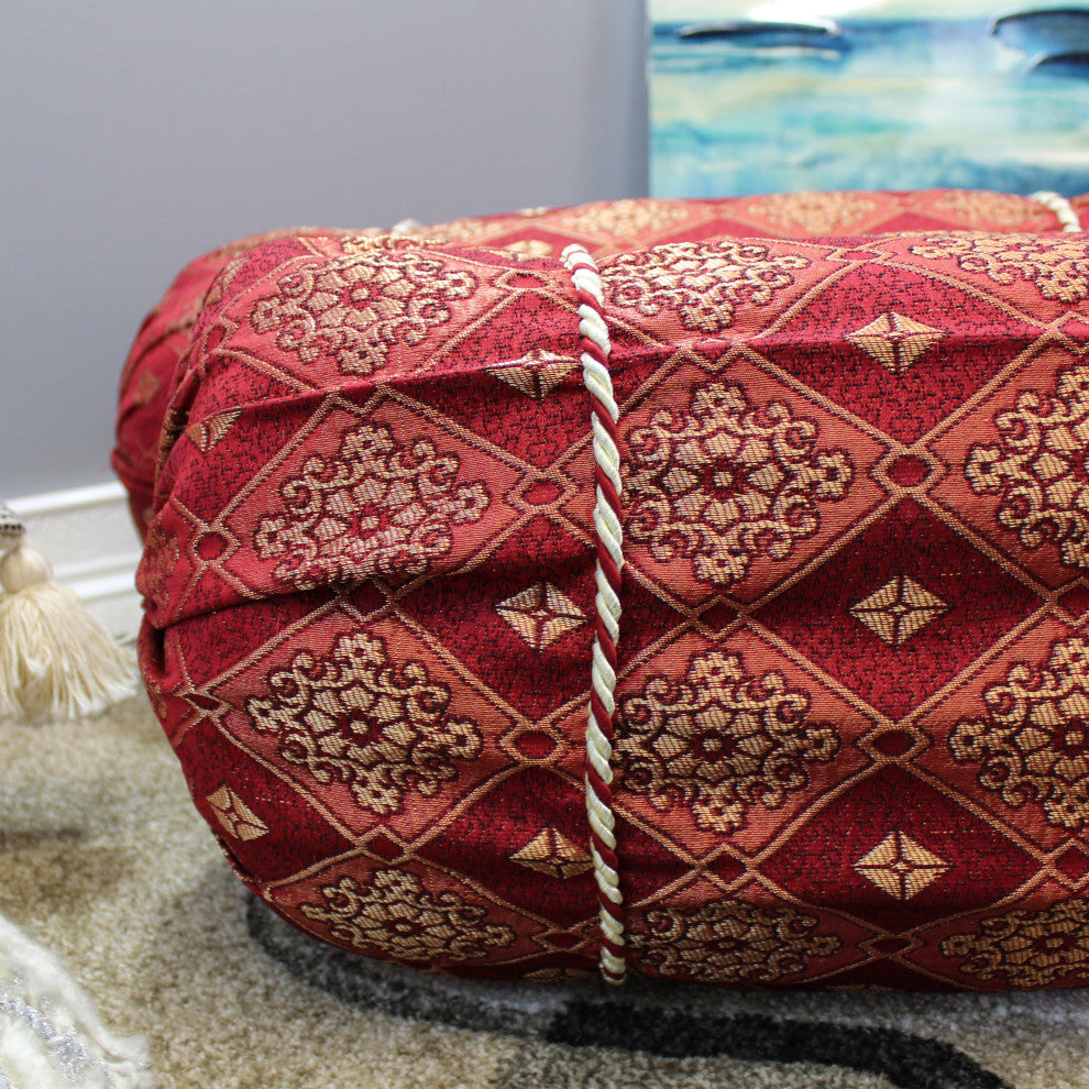 Natural Geo Ruby Red Gao Takiya Bolster Pillow, Set of 2