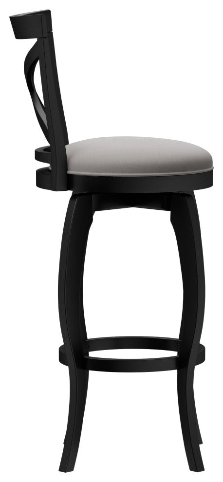 Hillsdale Ellendale Wood Swivel Stool, Curved X-Back, Black, Bar Height