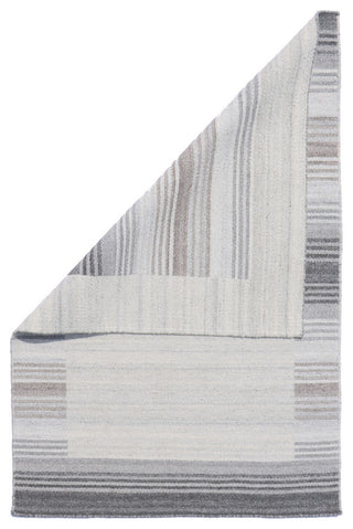 EORC Gray Hand Woven Wool And Viscose Reversible Flat Weave Durry Rug 4'x6'