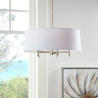 Hampton Hill 5-Light Dimmable Adjustable Height Chandelier, Silver/White