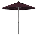 9' Grey Collar Tilt Lift Fiberglass Rib Aluminum Umbrella, Pacifica, Hunter Green