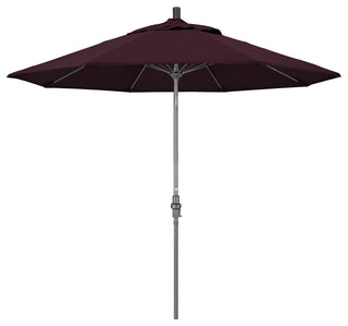 9' Grey Collar Tilt Lift Fiberglass Rib Aluminum Umbrella, Pacifica, Hunter Green
