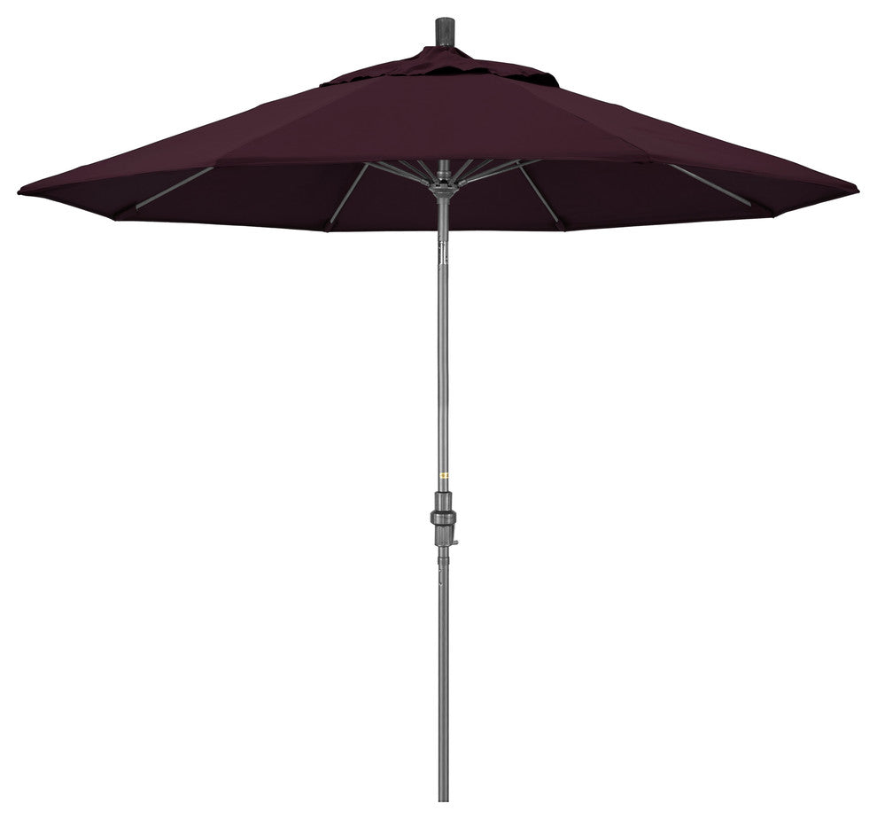 9' Grey Collar Tilt Lift Fiberglass Rib Aluminum Umbrella, Pacifica, Hunter Green