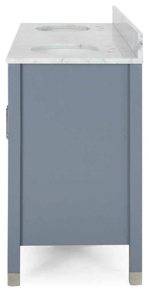 Taylor Contemporary 60" Wood Double Sink Bathroom Vanity With Marble Counter Top