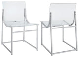 Maklaine 17.75" Modern Metal/Acrylic Dining Side Chair in Chrome