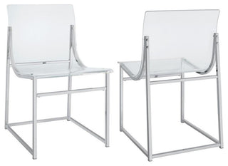 Maklaine 17.75" Modern Metal/Acrylic Dining Side Chair in Chrome