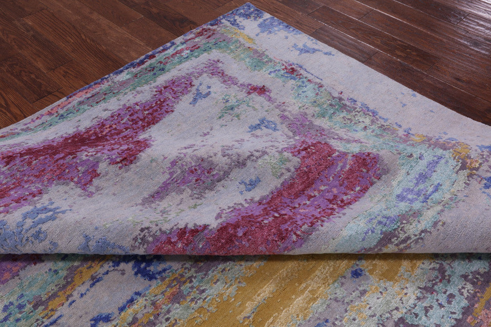 Wool & Silk  Abstract Handmade Rug 7' 11" X 10' 1" - Q14869