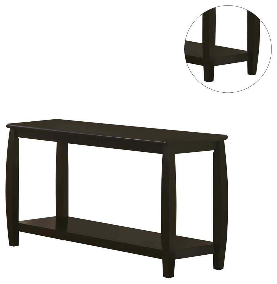Wood Sofa Table with Shelf, Cappuccino