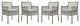 Aura Dining Armchair Outdoor Patio Wicker Rattan Set of 4, Gray Gray