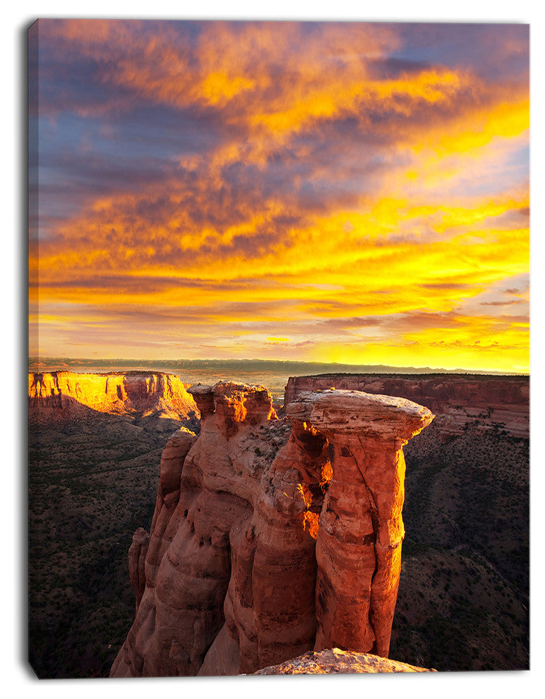 Colorado Monument At Sunset, Modern Landscape Canvas Art, 30"x40"