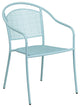 35.25'' Round Indoor-Outdoor Steel Patio Table and 2 Round Back Chairs, Blue