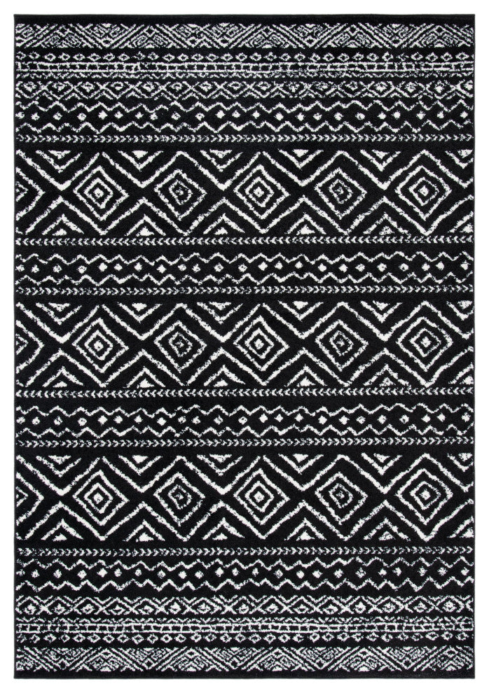 Safavieh Tulum Tul267Z Moroccan Rug, Black and Ivory, 6'0"x9'0"