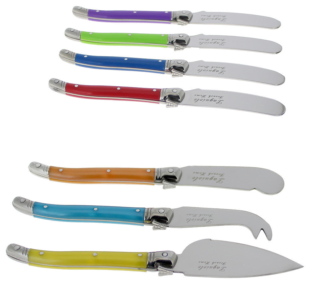 7 Piece Laguiole Jewel Colors Cheese Knife And Spreader Set