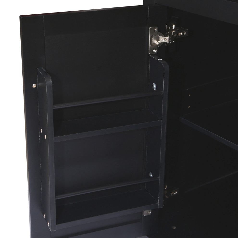 Black/Blue/White MDF Kitchen Cart Multifunctional, Storage Cabinet, Black