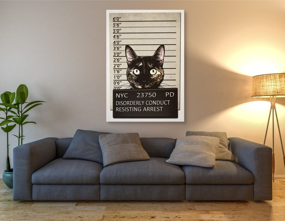 Cortesi Home "Kitty Mugshot" by Nicklas Gustafsson, Giclee Canvas Art, 40"x60"
