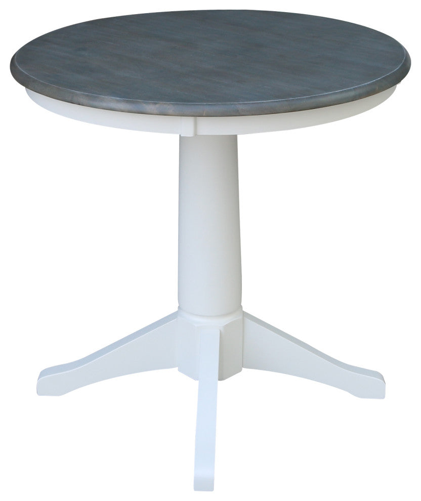 Round Top Pedestal Table, White/Heather Gray, 30" Round