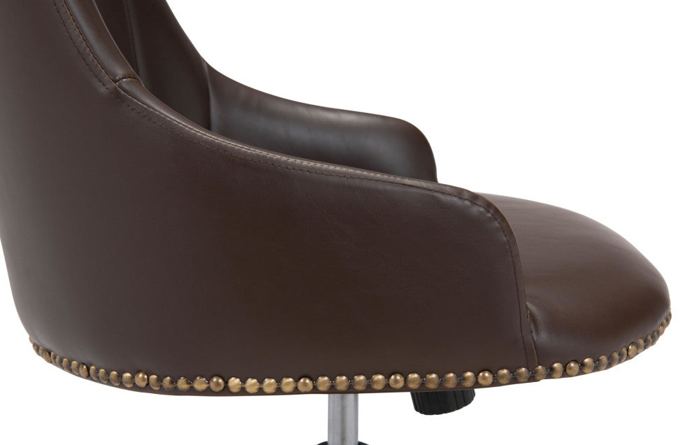 Computer Work Chair, Steel Metal, Fabric, Brown, Gold, Home Business Office