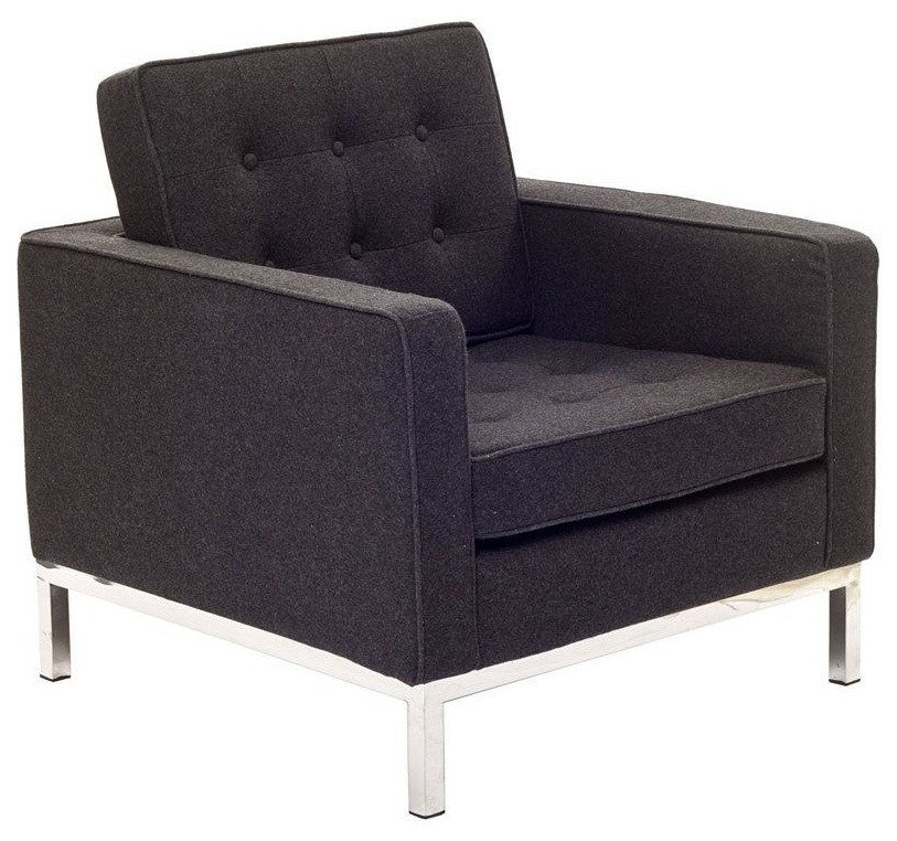 Aron Living Rolina Lounge Chair, Wool Black