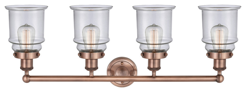 Canton 4-Light 33" Bath Vanity Light, Antique Copper Finish, Clear Shade