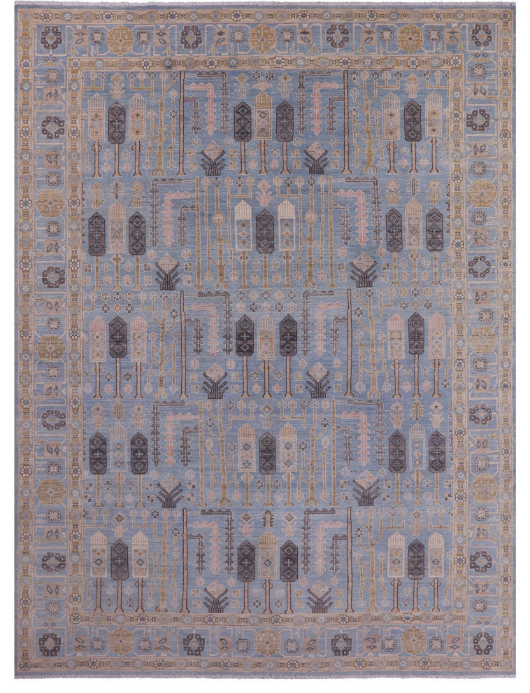 9' 1" X 12' 3" Peshawar Hand-Knotted Wool Rug Q5880