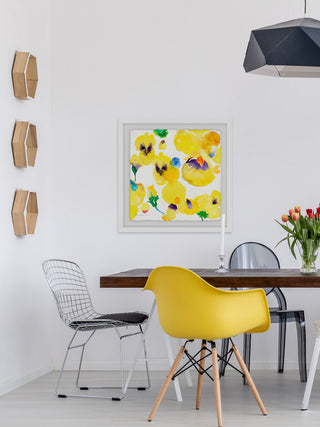 "Yellow Pansies" Framed Painting Print, 32"x32"
