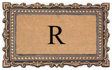 Carson Bronze/Beige Rubber And Coir 24"x36", Monogrammed Doormat, R