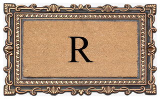 Carson Bronze/Beige Rubber And Coir 24"x36", Monogrammed Doormat, R