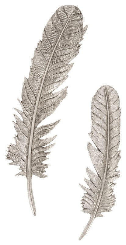Feathers Wall Art, Silver Leaf, Set of 2