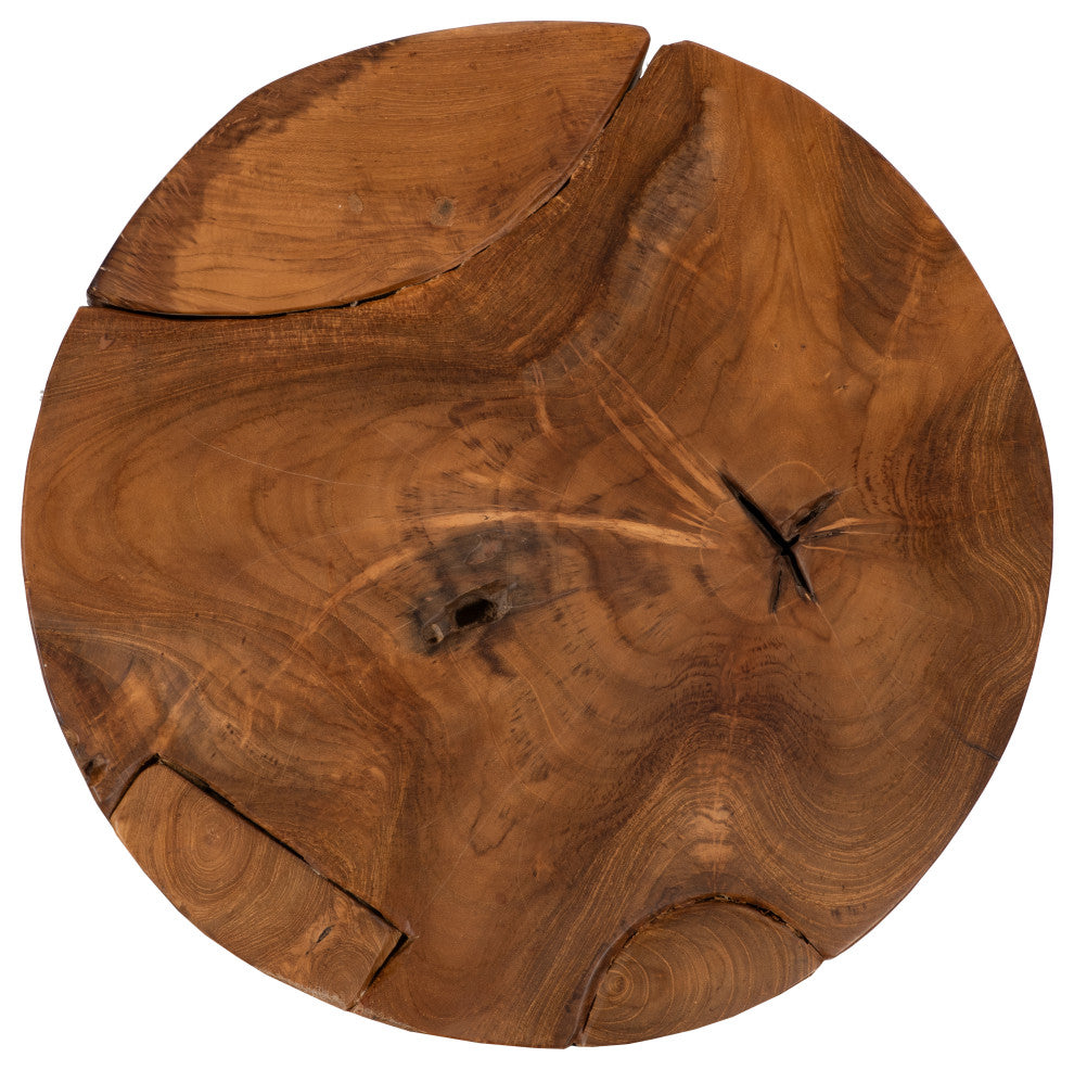 Teak Slice Stool, Round