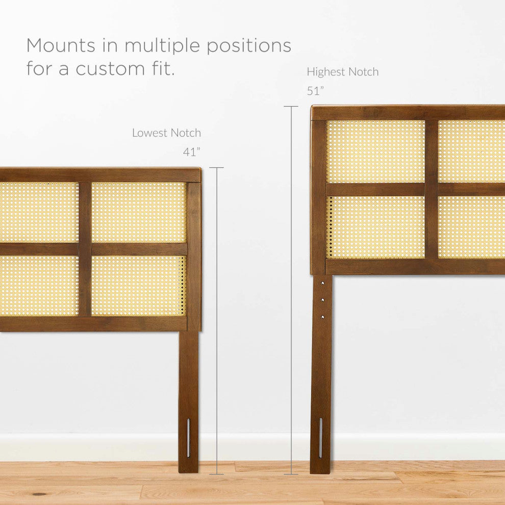 Headboard, Full Size, Wood, Brown Walnut, Modern Mid-Century, Bedroom Master