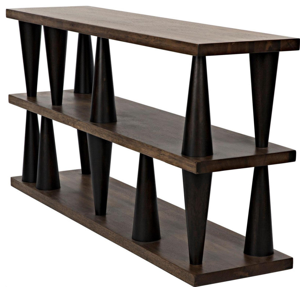 Ebony And Walnut Finish Console Table