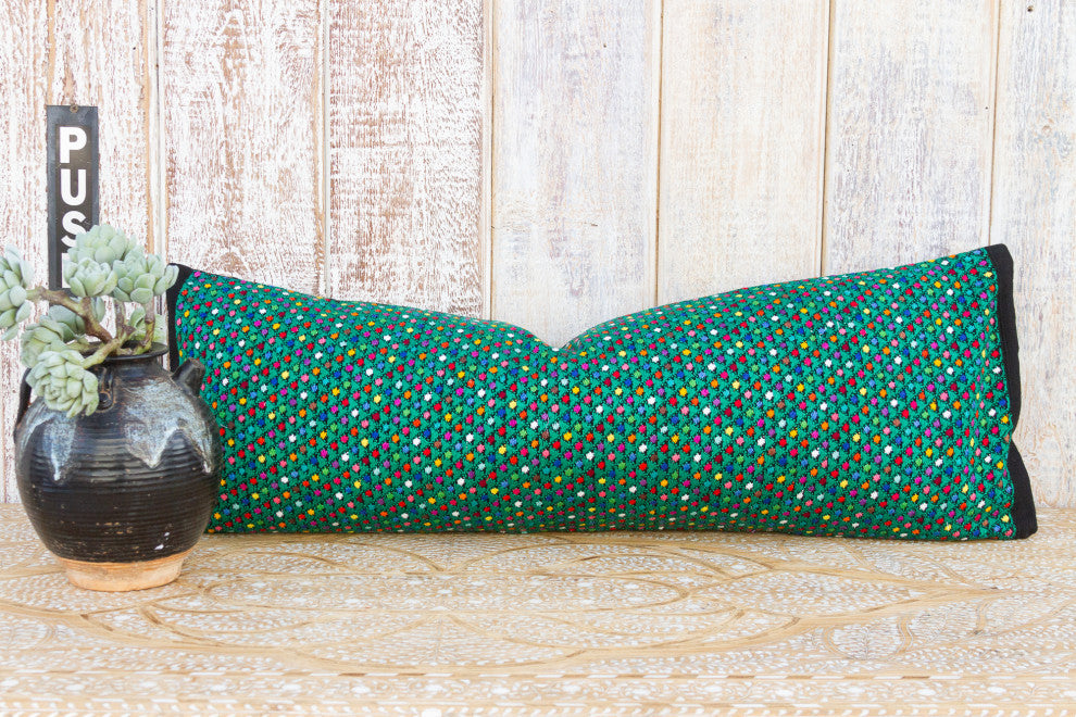 Long Vintage Mayan Brocade Akna Pillow