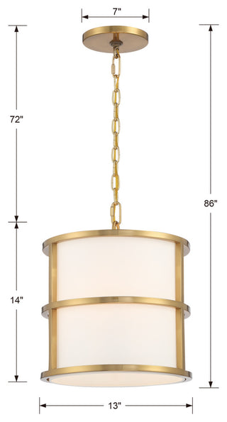 Brian Patrick Flynn for Crystorama Hulton 3 Light Luxe Gold Pendant